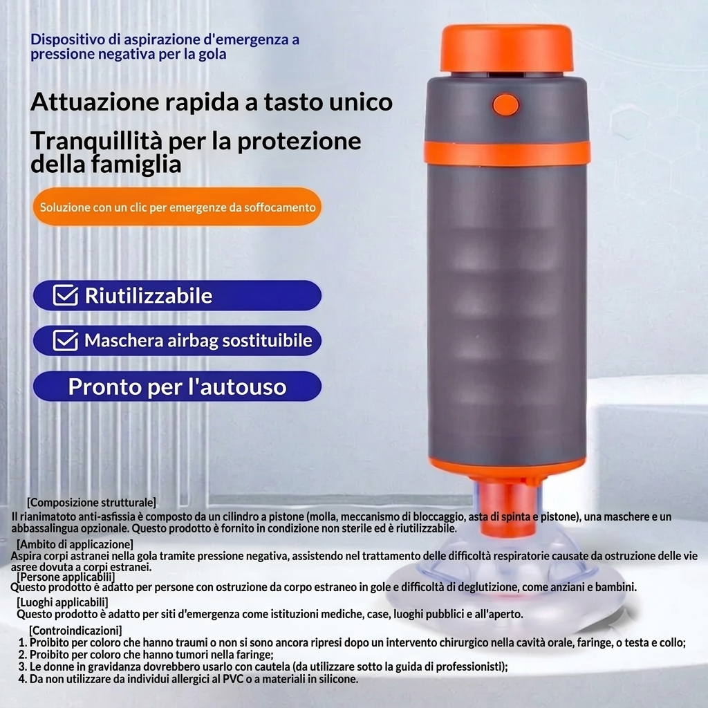 AirSafe - Dispositivo Anti-Soffocamento | Aspiratore di Emergenza